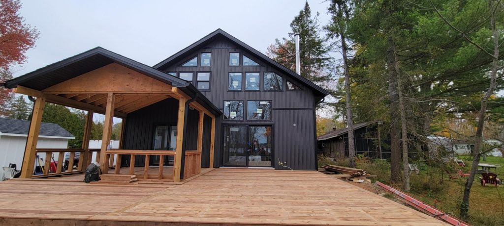 New Wooden Deck, Black Siding, and Window Frames - York Region